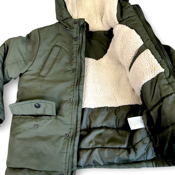 Swiss Alps Youth Boy Puffer Coat Jacket Winter Snow Fleece Hood Size 5/6 Green - Picture 5 of 11